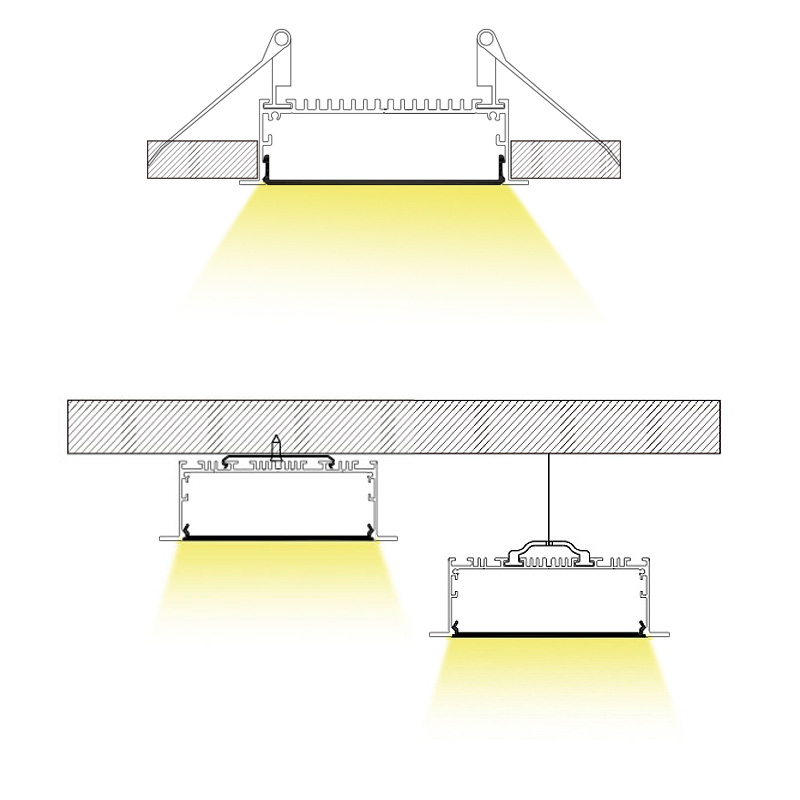 100x35mm Flanged 4 Inch Recessed Lighting Wide Aluminum LED Channel 100x35mm Flanged 4 Inch Recessed Lighting Wide Aluminum LED Channel